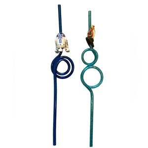 Vintage 1999 Star Wars Bendy Straws 1 Jar Jar Binks and 1 R2D2